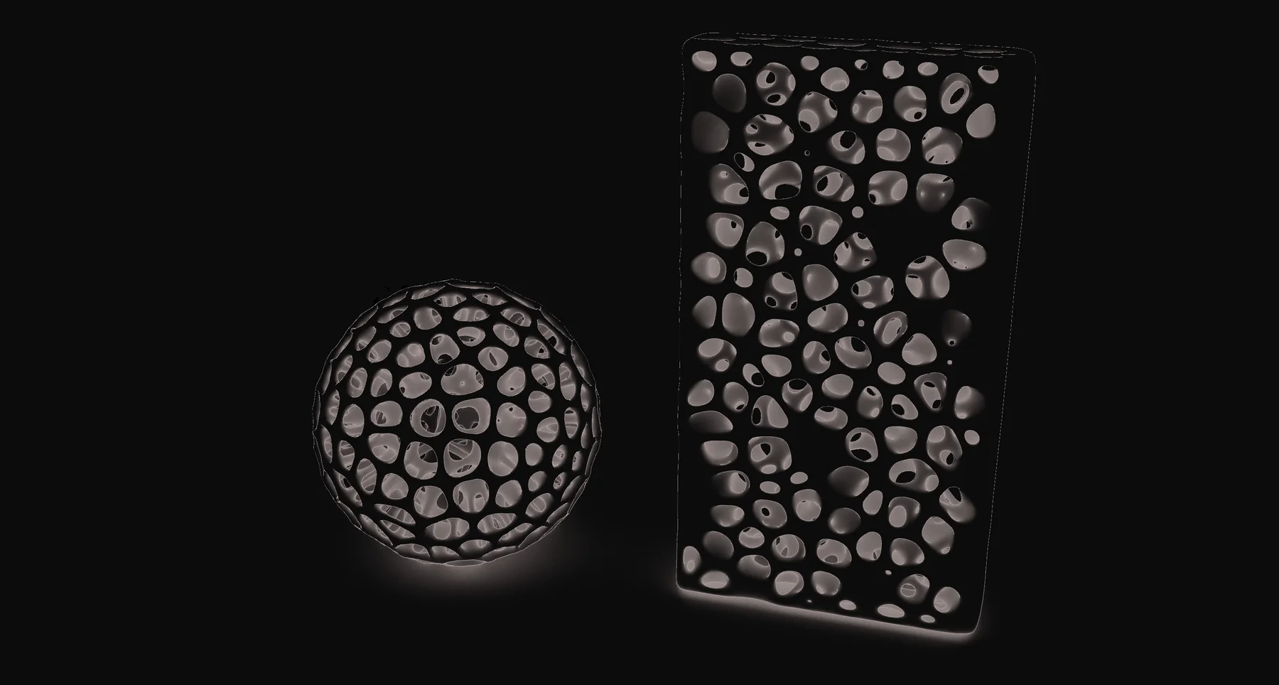 Voronoi-like parametric sphere and panel forms.