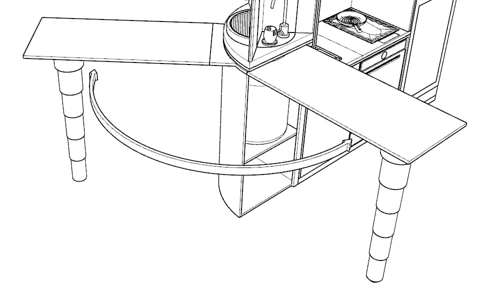 Kitchenette transform view sequence.
