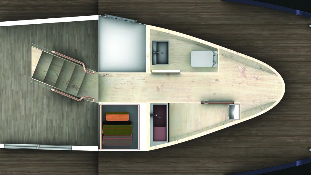 Top-down Ránova interior plan render.