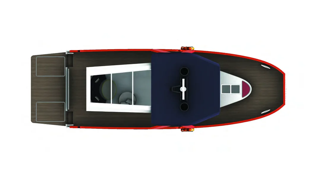 Top view render of Ránova passenger boat.